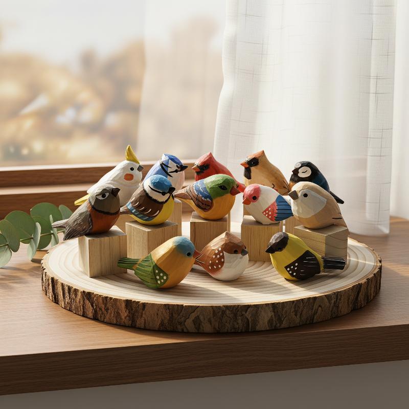 Vintage Collectibles Store - Figuras de pájaros de madera talladas